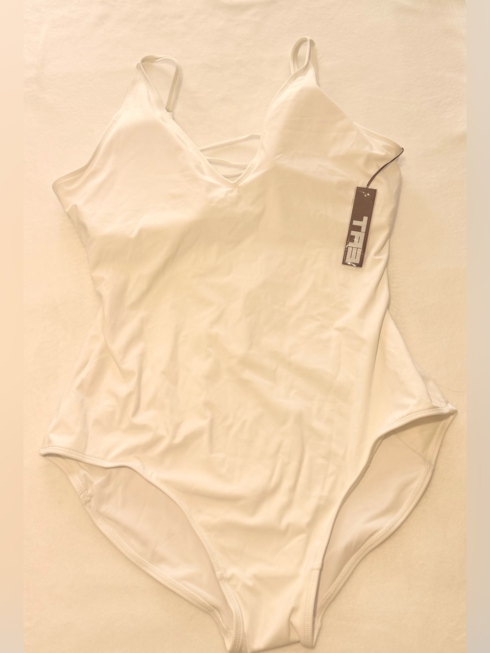 New Ta3 Plungey Swimsuit. White. 3X Regular/Long